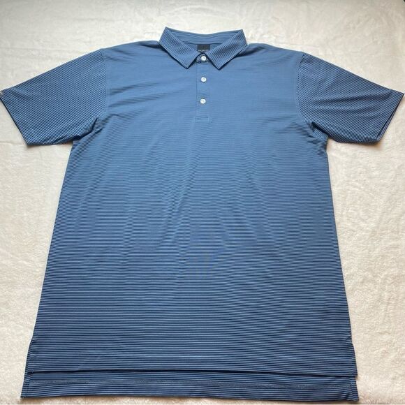 Dunning 2 Tone Blue Striped Polo Shirt Size XL - Picture 1 of 12